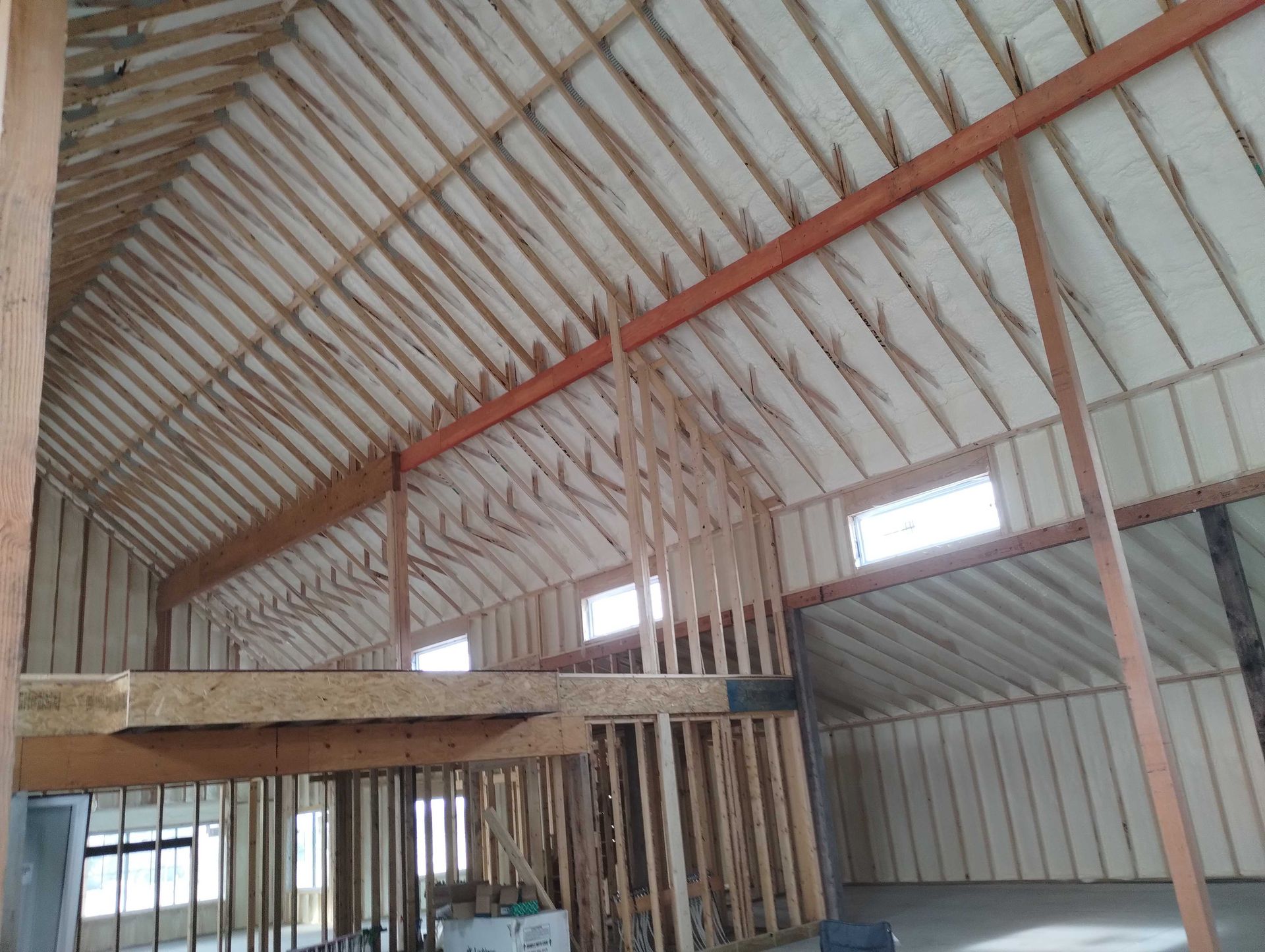 A large room with a ceiling that is covered in foam.